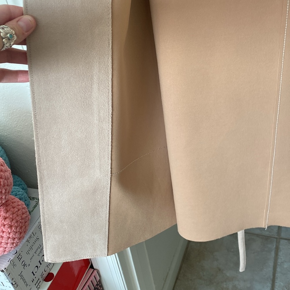 🌼 H&M Tan Longline Suede feeling/looking material Blush Coat - Picture 11 of 13